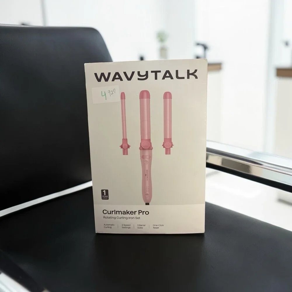 Wavytalk Pro Rotating Curling Iron Set Pink NIB Sealed Box